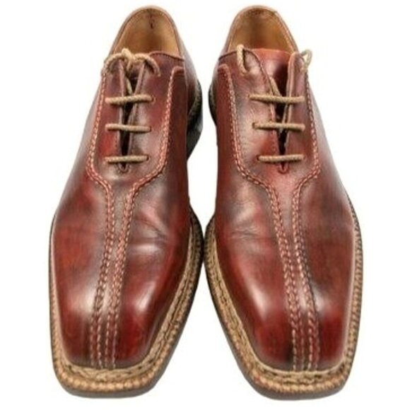 Bettanin & Venturi Italy Mens 7 Brown Norvegese Double Split Oxfords Dress Shoes main image 9